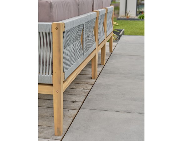 Salon de jardin d'angle 5 places modulable en bois d'acacia et corde tissée - Rosybrown - JORDA