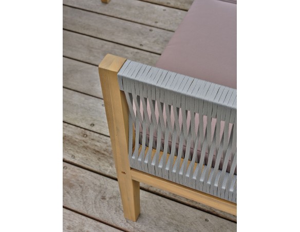 Salon de jardin d'angle 5 places modulable en bois d'acacia et corde tissée - Rosybrown - JORDA