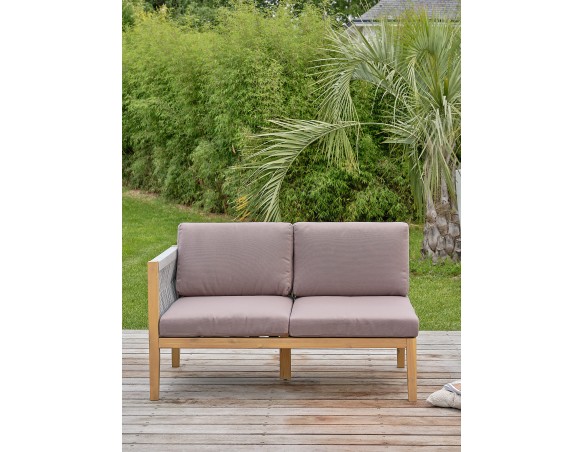 Salon de jardin d'angle 5 places modulable en bois d'acacia et corde tissée - Rosybrown - JORDA