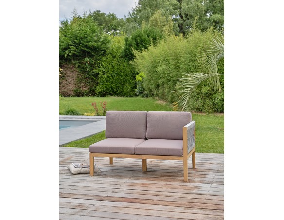 Salon de jardin d'angle 5 places modulable en bois d'acacia et corde tissée - Rosybrown - JORDA