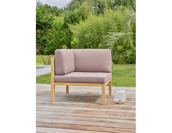 Salon de jardin d'angle 5 places modulable en bois d'acacia et corde tissée - Rosybrown - JORDA