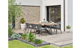 Ensemble repas de jardin anthracite avec 6 fauteuils - KELIA