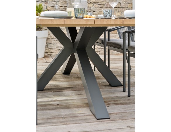 Ensemble repas de jardin anthracite avec 8 fauteuils - KELIA
