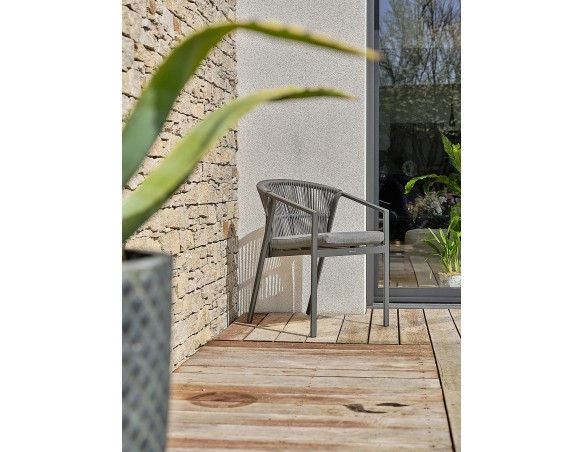 Ensemble repas de jardin anthracite avec 8 fauteuils - KELIA