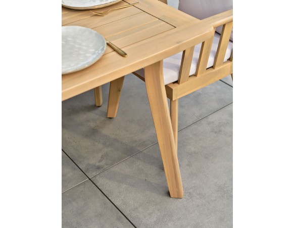 Ensemble repas de jardin en Acacia 8 fauteuils - LISO