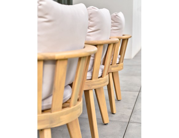 Ensemble repas de jardin en Acacia 8 fauteuils - LISO