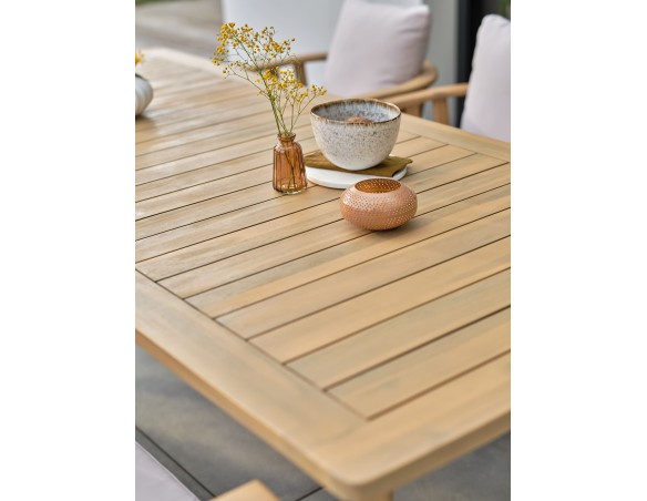Ensemble repas de jardin en Acacia 8 fauteuils - LISO