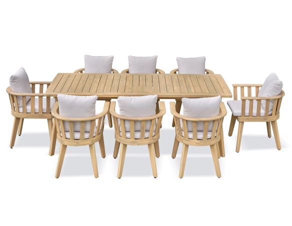 Ensemble repas de jardin en Acacia 8 fauteuils - LISO