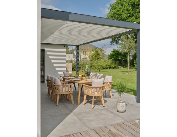 Ensemble repas de jardin en Acacia 8 fauteuils - LISO
