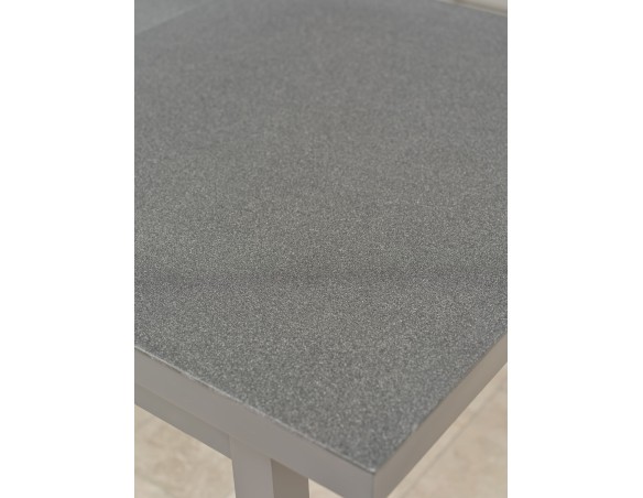 Table de jardin DANIA (160/210x90 cm) en aluminium et spraystone avec rallonge automatique - GRIS ANTHRACITE