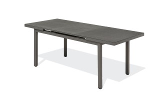 Table de jardin DANIA (160/210x90 cm) en aluminium et spraystone avec rallonge automatique - GRIS ANTHRACITE