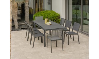 Salon de jardin 8 places avec plateau praystone extensible - DANIA