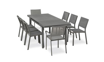 Salon de jardin 8 places avec plateau spraystone extensible - DANIA