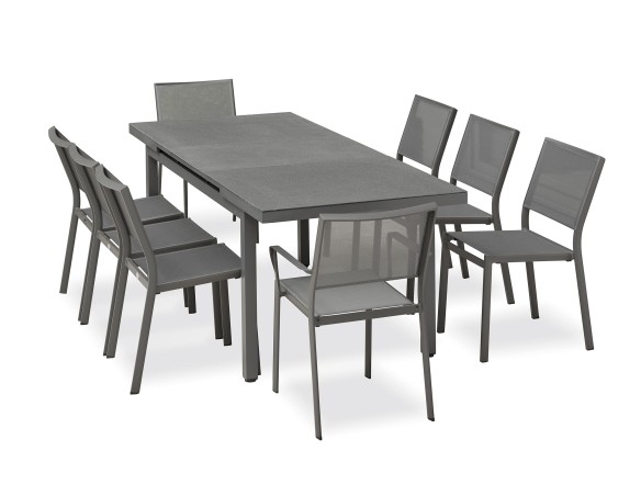 Salon de jardin 8 places avec plateau praystone extensible - DANIA