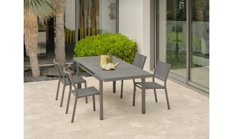 Salon de jardin 4 chaises avec plateau praystone extensible - DANIA