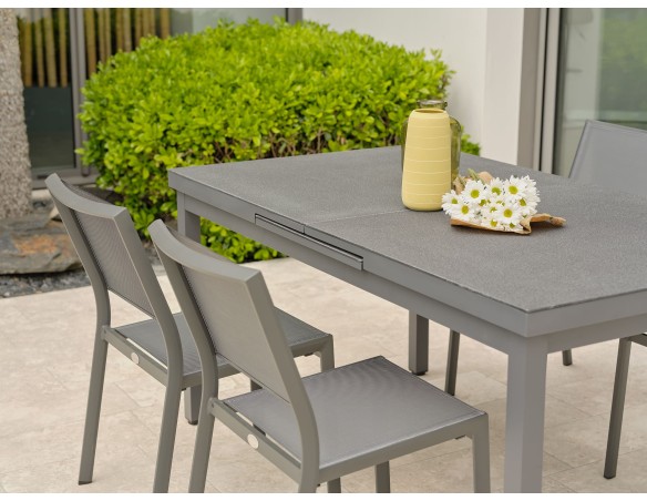 Salon de jardin 4 chaises avec plateau praystone extensible - DANIA