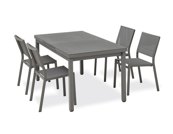 Salon de jardin 4 chaises avec plateau praystone extensible - DANIA