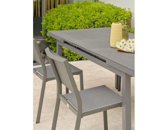 Salon de jardin 4 chaises avec plateau praystone extensible - DANIA