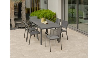 Salon de jardin  6 places avec plateau praystone extensible - DANIA