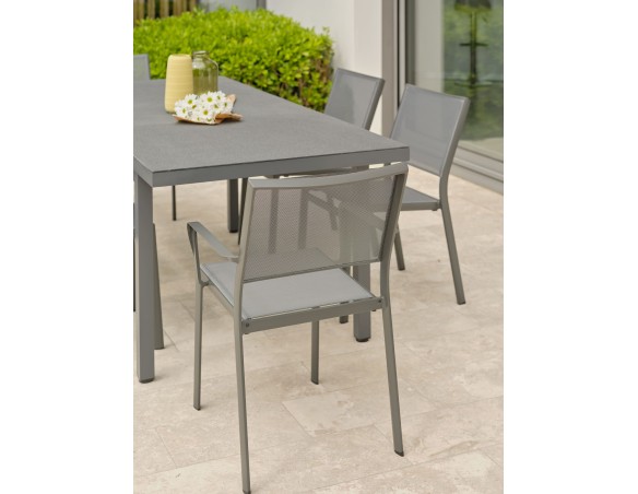 Salon de jardin  6 places avec plateau praystone extensible - DANIA