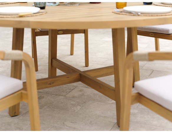 Ensemble repas de jardin SERENA (180x180 cm) 8 places en bois d'acacia - WOOD