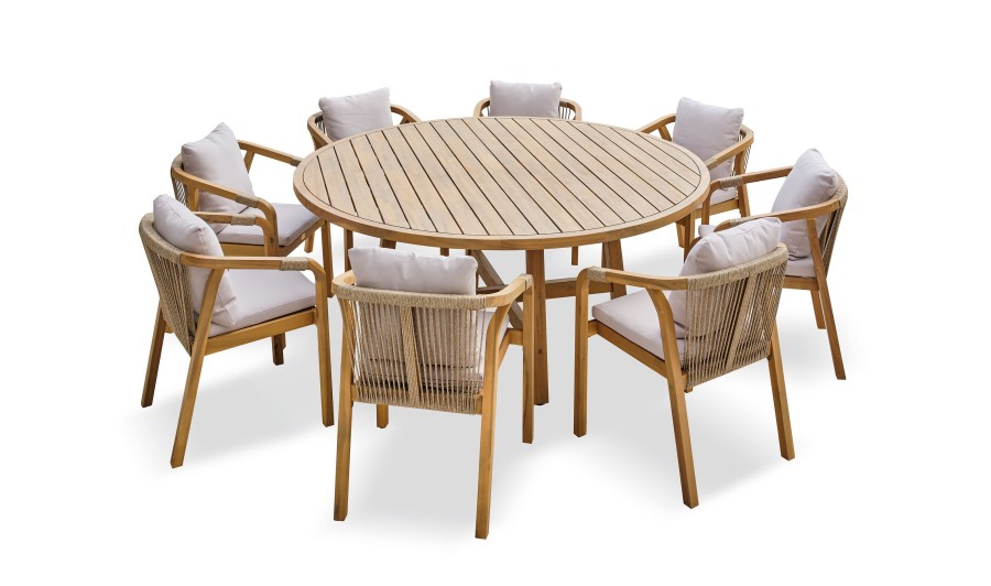 SERENA - Ensemble repas de jardin 8 places en bois d'acacia