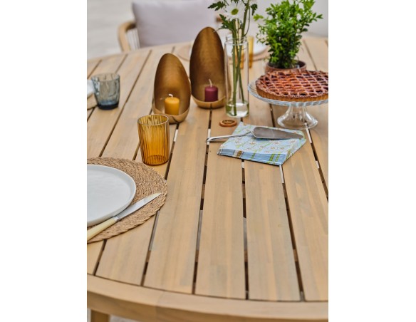 Ensemble repas de jardin SERENA (170x90 cm) 6 places en bois d'acacia - WOOD