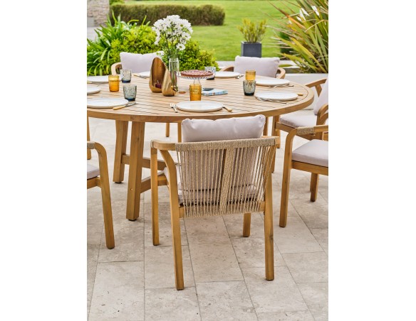 Ensemble repas de jardin SERENA (170x90 cm) 6 places en bois d'acacia - WOOD