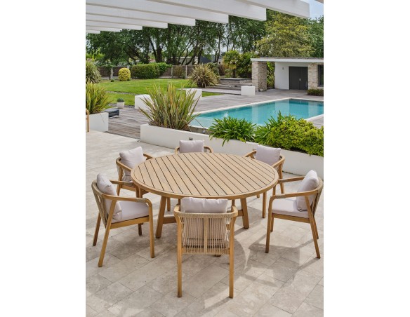 Ensemble repas de jardin SERENA (170x90 cm) 6 places en bois d'acacia - WOOD