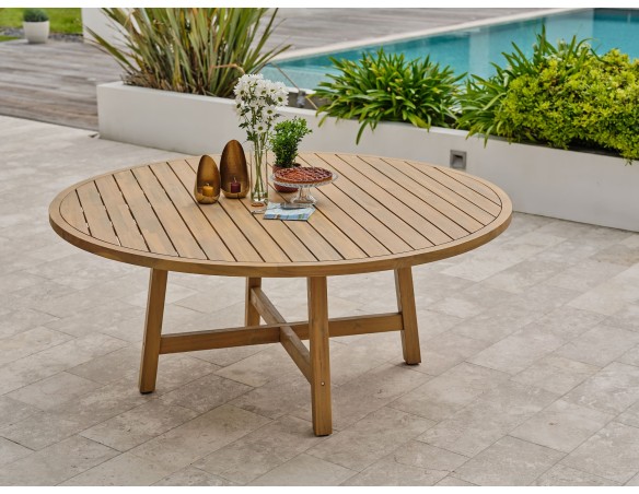 Ensemble repas de jardin SERENA (170x90 cm) 6 places en bois d'acacia - WOOD