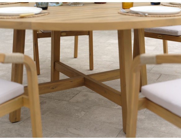 Ensemble repas de jardin SERENA (170x90 cm) 6 places en bois d'acacia - WOOD
