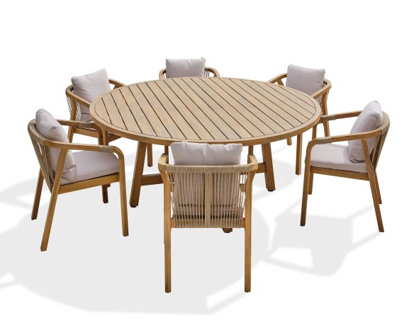 Ensemble repas de jardin SERENA (170x90 cm) 6 places en bois d'acacia - WOOD