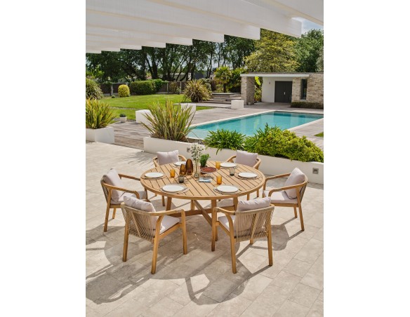 Ensemble repas de jardin SERENA (170x90 cm) 6 places en bois d'acacia - WOOD