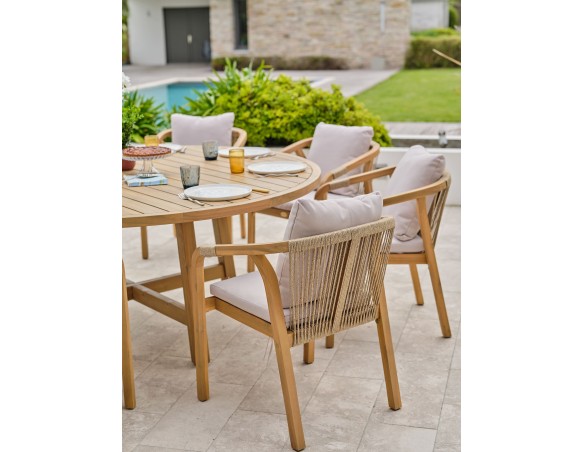 Ensemble repas de jardin SERENA (170x90 cm) 6 places en bois d'acacia - WOOD