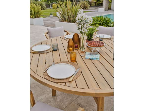 Ensemble repas de jardin SERENA (170x90 cm) 6 places en bois d'acacia - WOOD
