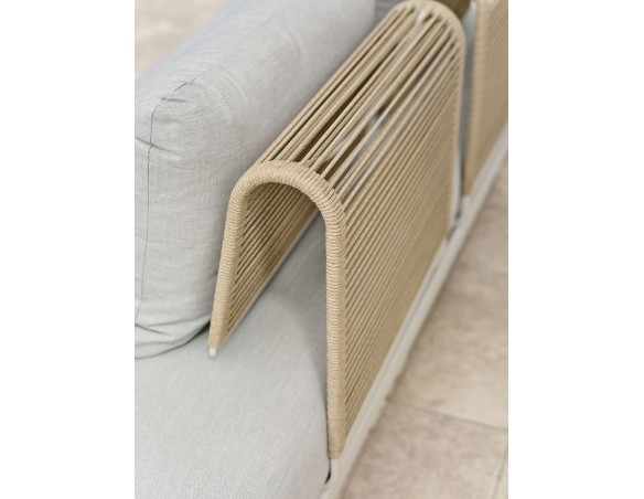 Salon de jardin d'angle IRUN 6 places en corde tissée et aluminium - GRIS