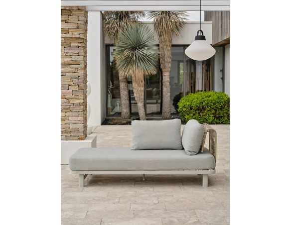 Salon de jardin d'angle IRUN 6 places en corde tissée et aluminium - GRIS