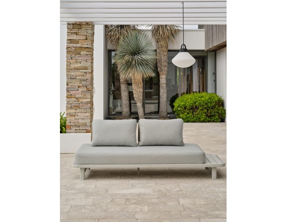 Salon de jardin d'angle IRUN 6 places en corde tissée et aluminium - GRIS
