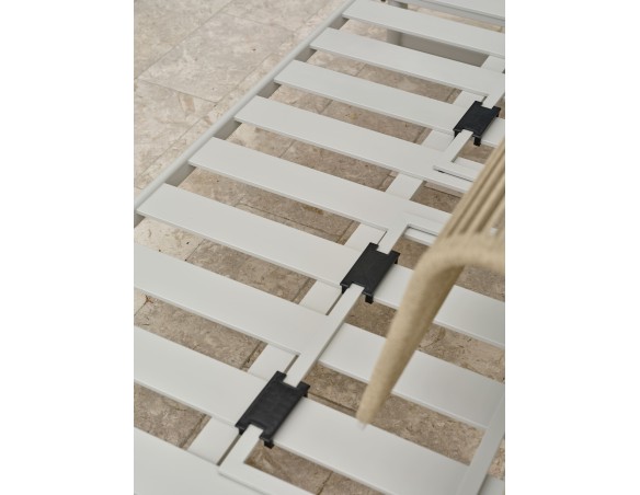 Salon de jardin d'angle IRUN 6 places en corde tissée et aluminium - GRIS