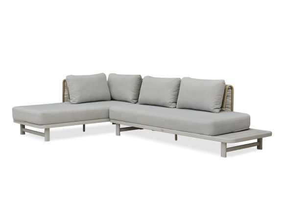 Salon de jardin d'angle IRUN 6 places en corde tissée et aluminium - GRIS