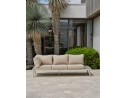 Salon de jardin d'angle OSAKA 5 places aluminium imitation bois gris et aluminium - BLANC