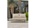 Salon de jardin d'angle OSAKA 5 places aluminium imitation bois gris et aluminium - BLANC