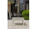 Salon de jardin d'angle OSAKA 5 places aluminium imitation bois gris et aluminium - BLANC