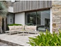 Salon de jardin d'angle OSAKA 5 places aluminium imitation bois gris et aluminium - BLANC
