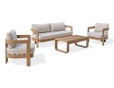 Salon bas de jardin DAVAO 5 places en aluminium imitation bois - ECRU