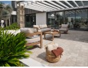 Salon bas de jardin DAVAO 5 places en aluminium imitation bois - ECRU