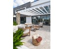 Salon bas de jardin DAVAO 5 places en aluminium imitation bois - ECRU