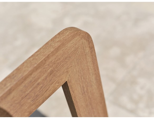 Salon bas de jardin DAVAO 5 places en aluminium imitation bois - ECRU
