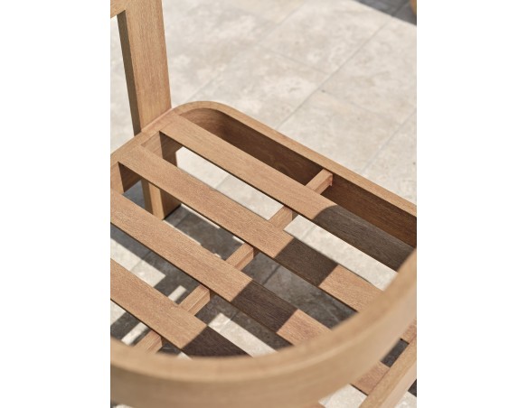 Salon bas de jardin DAVAO 5 places en aluminium imitation bois - ECRU