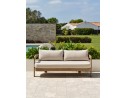 Salon bas de jardin DAVAO 5 places en aluminium imitation bois - ECRU